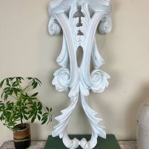 Gorgeous Vintage Ornate White Faux Wood Corbel Shelf Wall Hanging 24" x 11"Solid